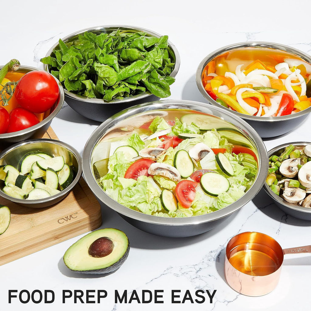 COOK WITH COLOR Mixing Bowls Set of 6, Stainless Steel Mixing Bowls, Metal Nesting Bowls for Kitchen, Sage Green