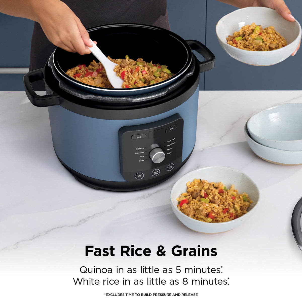 Ninja HyperHeat 8-in-1 Electric Pressure Cooker with SimpliServe Pot — 6.5 Qt, Cooks Up to 2X Faster, 1200W, Feeds 8–10, Sage Leaf