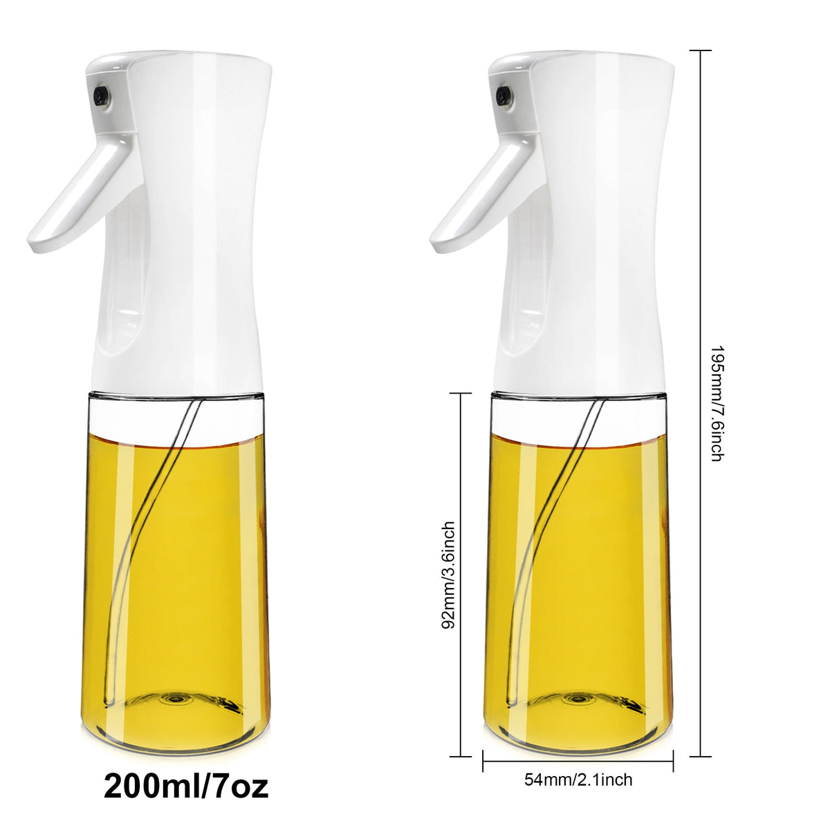 AGCAN Oil Sprayer for Cooking, 2 Pack Glass Olive Oil Sprayer Mister 220ml/7.4oz Glass Oil Dispenser for Air Fryer, BBQ, Baking, Salad