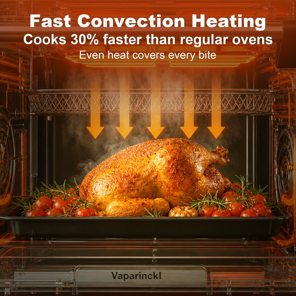 Vaparinckl 26.5QT Air Fryer Toaster Oven, Digital Control with 11-in-1 Multifunction Countertop, Clear-Viewing Window, Oil-Less 1500W, Stainless Steel