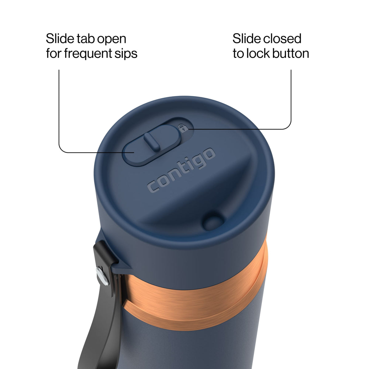 Contigo 24oz AutoSeal Insulated Stainless Steel Water Bottle, Licorice Black/Bronze