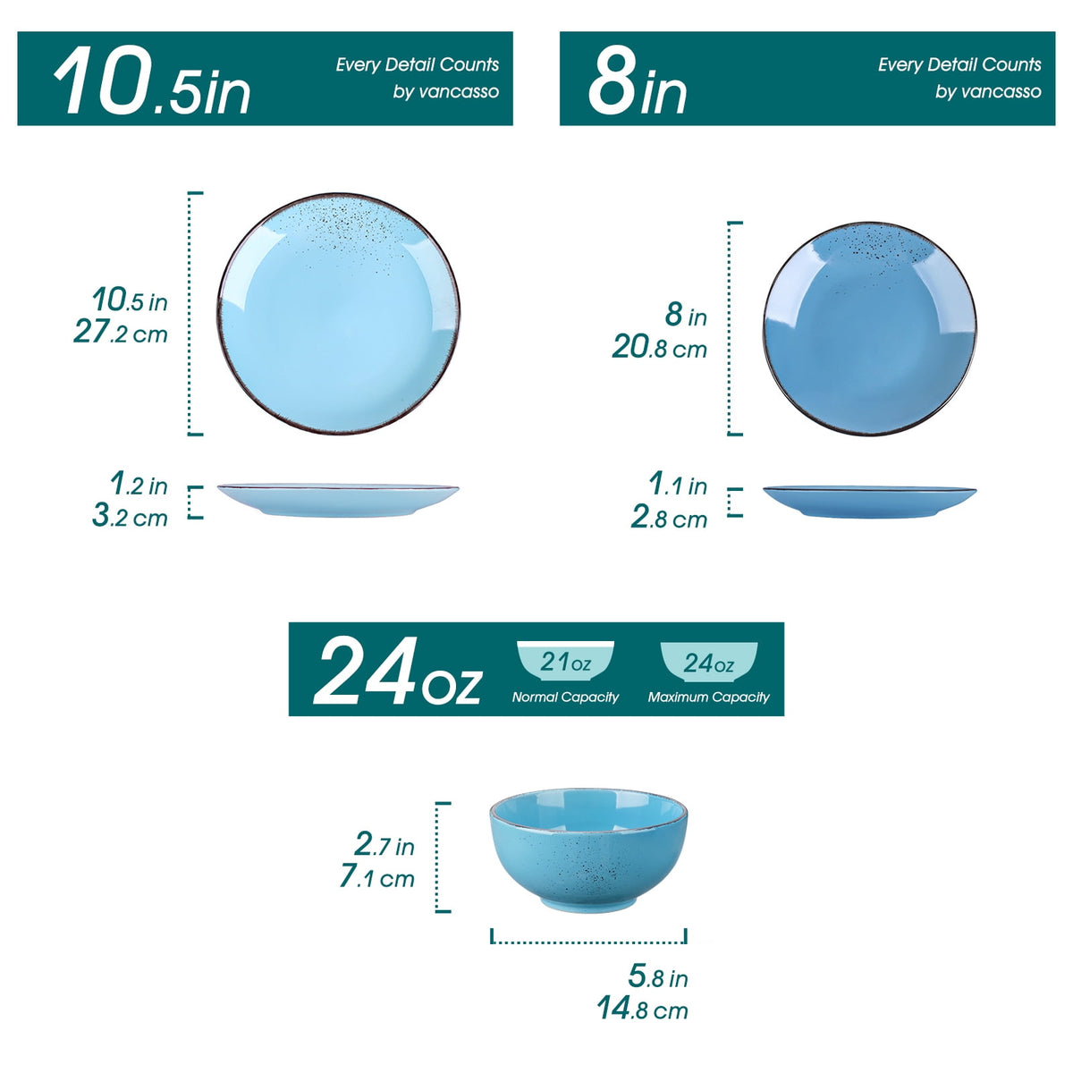 Malacasa 12 Pcs Dinnerware Sets, Ceramic Plates and Bowls Set for 4 with Reactive Glaze & Speckled Finish, Dish Sets, Dishwasher & Microwave Safe, Light Colors