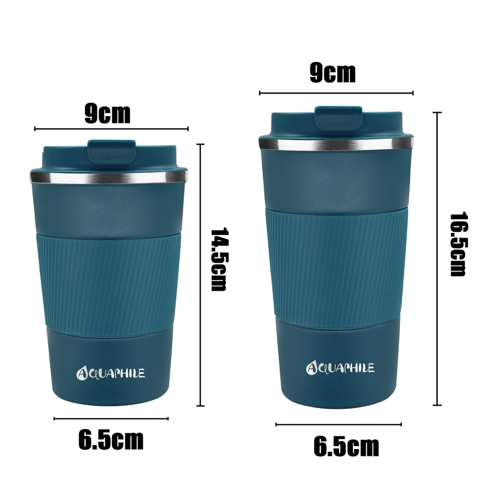Aquaphile Vacuum Insulated Coffee Travel Mug - Double Walled Reusable Tumbler Cups Light Blue 17 Fluid Ounces