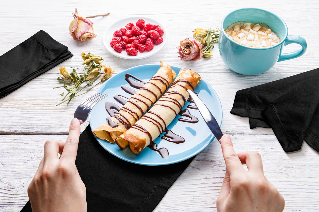 Twiny Threads Set of 4 Hemstitch Reusable Cloth Dinner Napkins - Navy