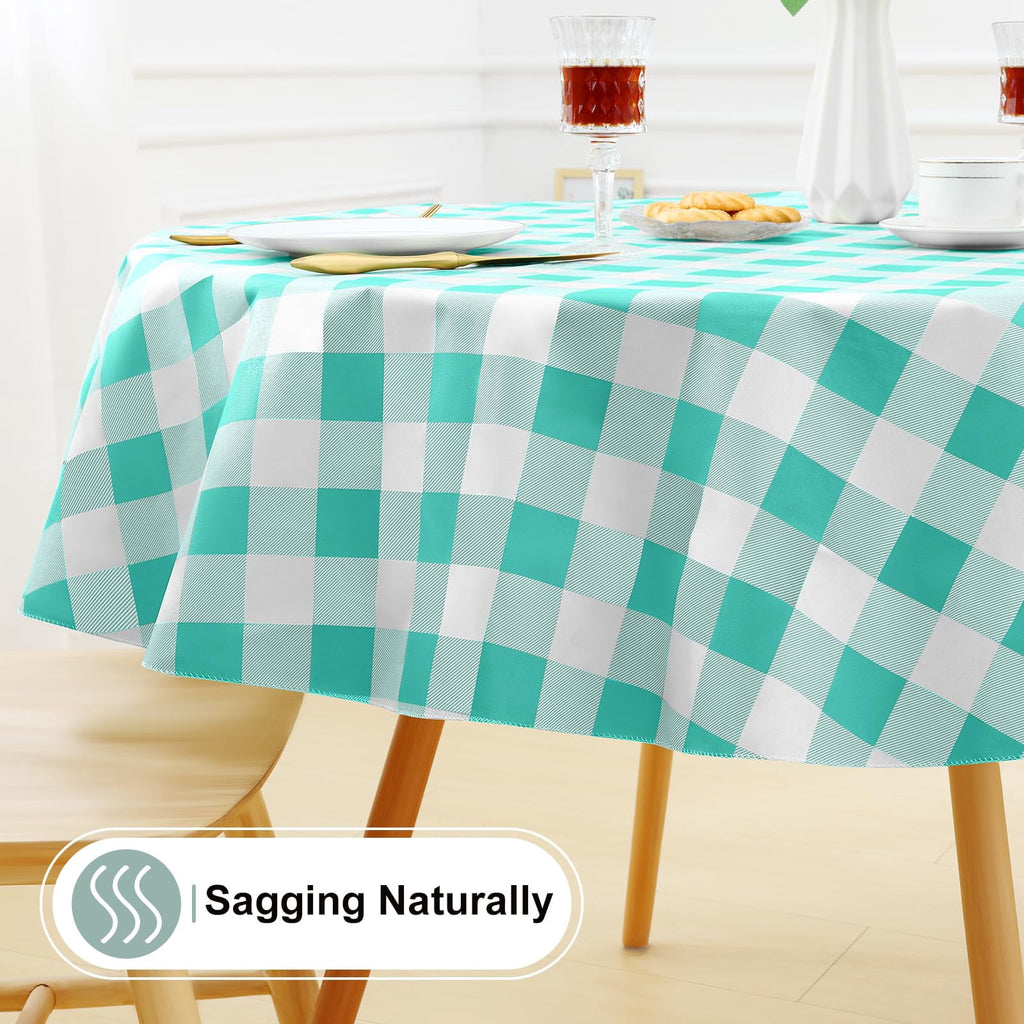 decorUhome Rectangle Tablecloth, Waterproof Vinyl Flannel Backed Table Cloth, Buffalo Wipeable Plastic Table Cover for Kitchen and Outdoor, Black and White, 60" x 84"