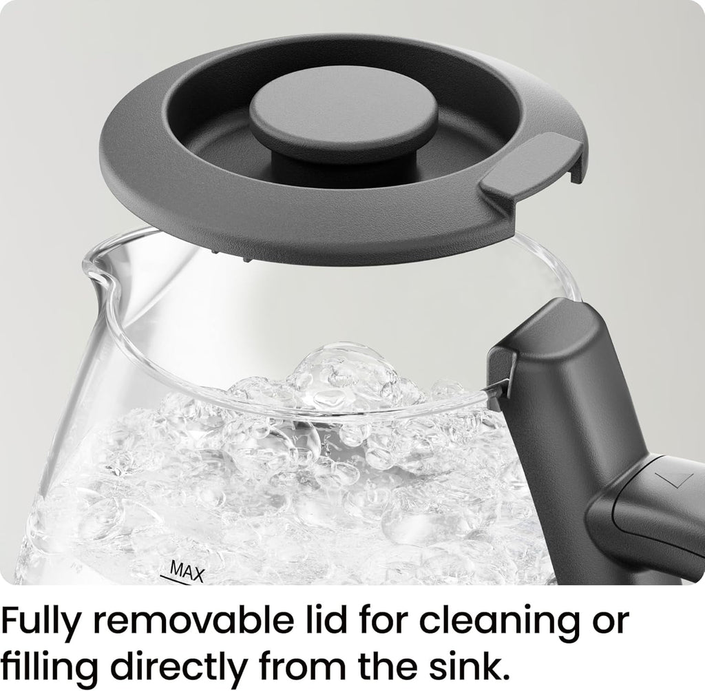 Chefman 1L Electric Glass Kettle w/ LED Indicator Light, Automatic Shutoff - Black