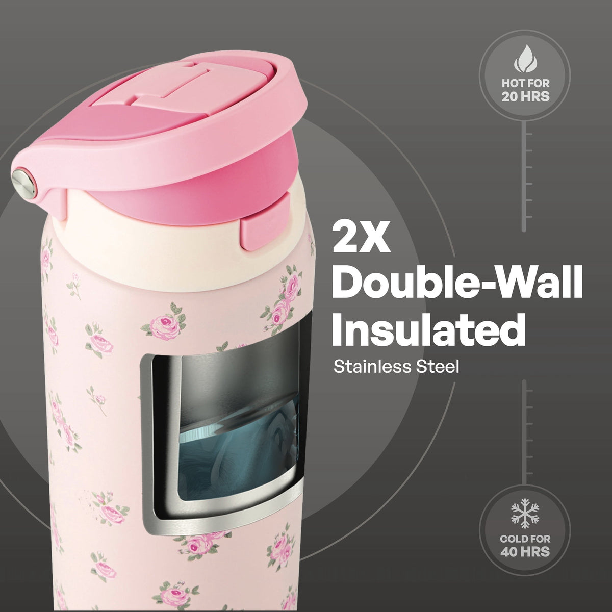 TAL 32oz Stainless Steel 2-in-1 Water Bottle with Straw and Chug Lid, Black