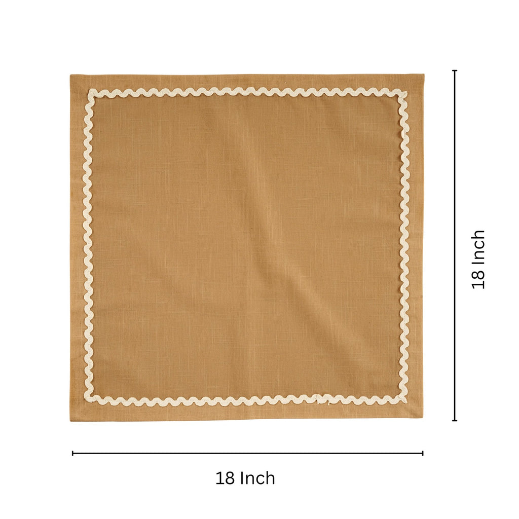 Fingercraft Cloth Napkin, Soft Quality Cotton Linen Blend Fabric, Dinner Napkins with Premium White Lace, 6 Pack, 20”x20” Aqua