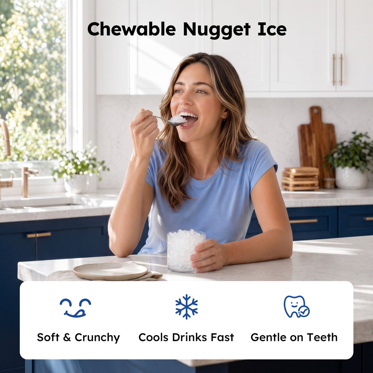 SIMZLIFE Countertop Nugget Ice Maker, 35 Lbs/24H Soft Chewable Pellet Ice, Ready in 7 Minutes, Self-Cleaning Ice Machine, Stainless Steel