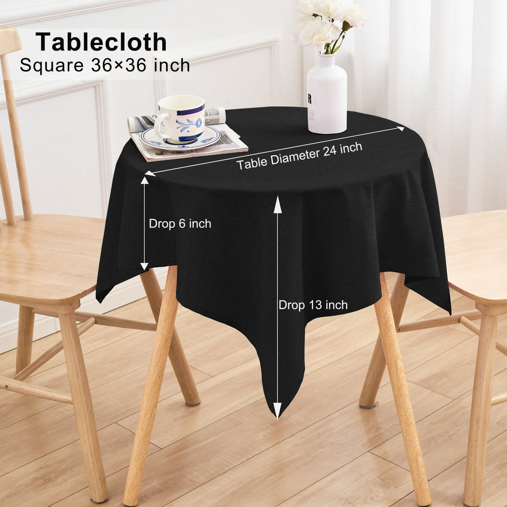 Inosoo Faux Linen Textured Rectangle Tablecloth - 60 x 84 inch Waterproof & Machine Washable Linen-Look Cloth Table Cover, White
