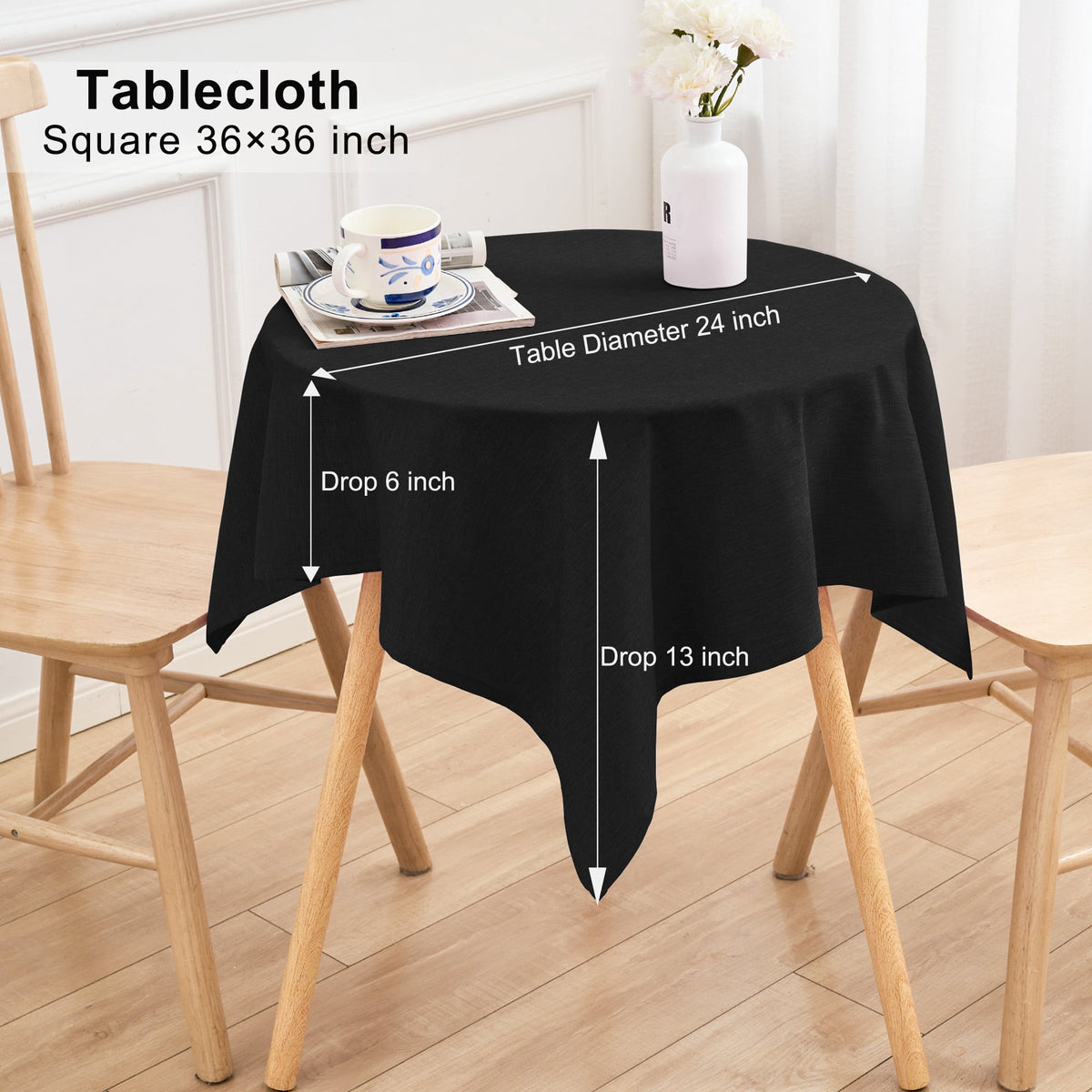 Inosoo Faux Linen Textured Rectangle Tablecloth - 60 x 84 inch Waterproof & Machine Washable Linen-Look Cloth Table Cover, White