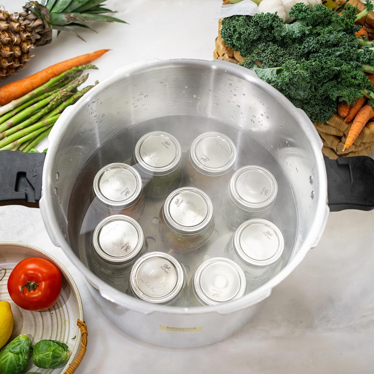 Barton 22 Qt Pressure Canner & Pressure Cooker, Aluminum Stovetop Canning Pot with Gauge, Induction Compatible, 13 PSI, Silver