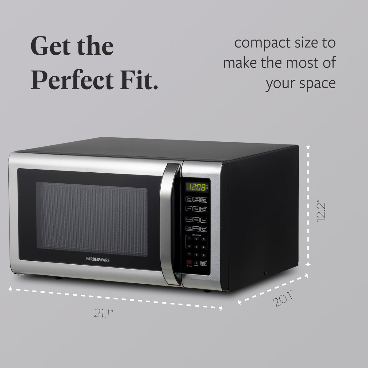 Farberware 1.1 cu ft Microwave Oven, 1000W Professional Countertop Microwave Oven, Stainless Steel