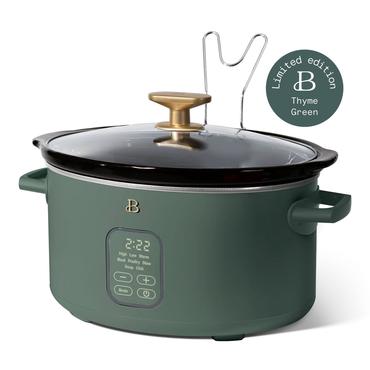 Beautiful 6 Qt Programmable Slow Cooker, Thyme Green by Drew Barrymore