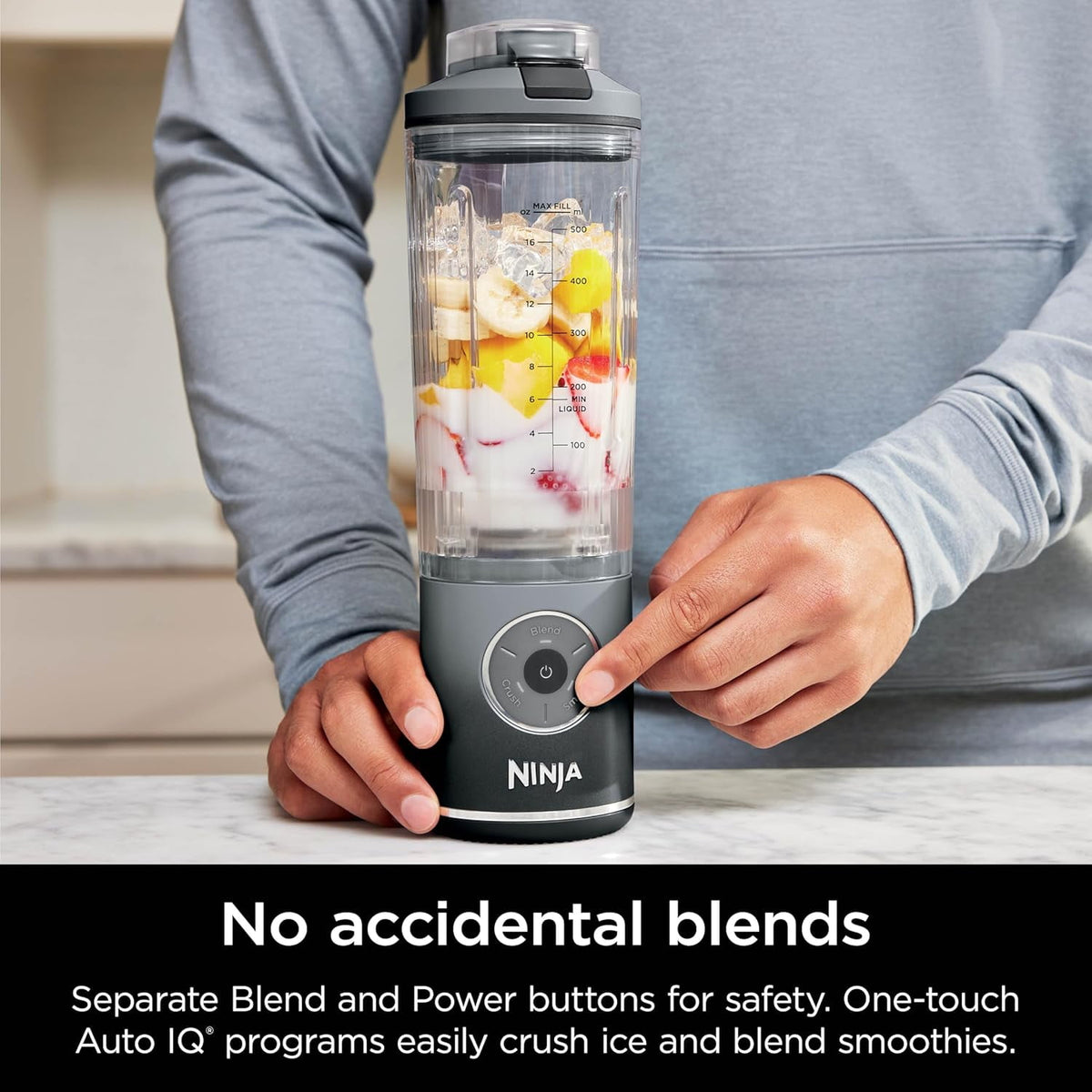Restored Ninja BC251GY Blast Max Personal Cordless Blender, 3 Programs, 22 oz. Twist & Go Vessel, Gray (Refurbished)