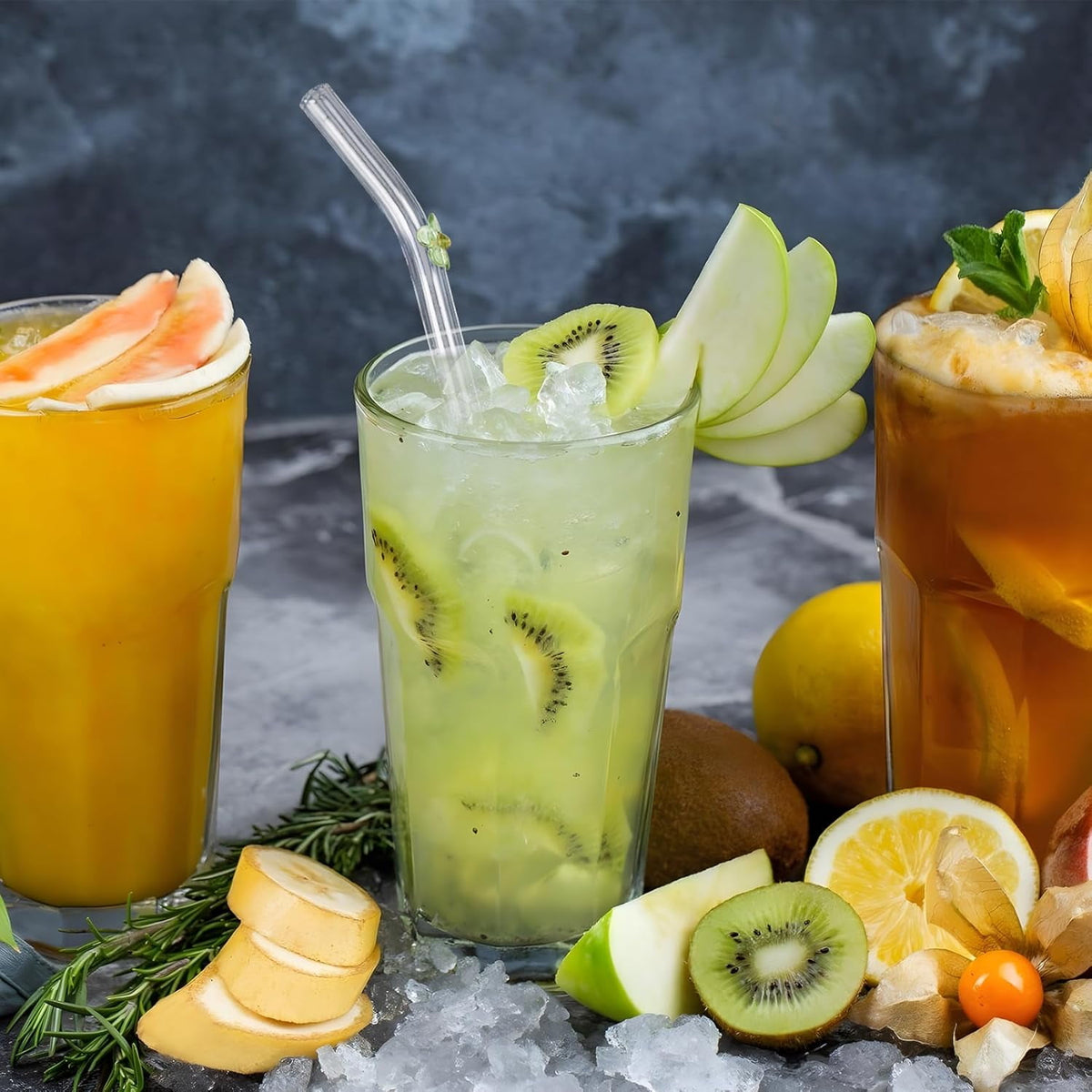 6 Pack Reusable Glass Straws Shatter Resistant, Cute Clear Glass Straw for Smoothie, Cocktail, Juice