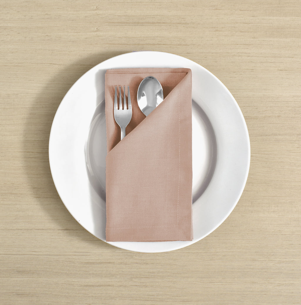 Fingercraft Cloth Napkin, Solid Color Cotton Linen Blend Table Napkins, Soft and Absorbent Fabric, Set of 12, Blush Pink
