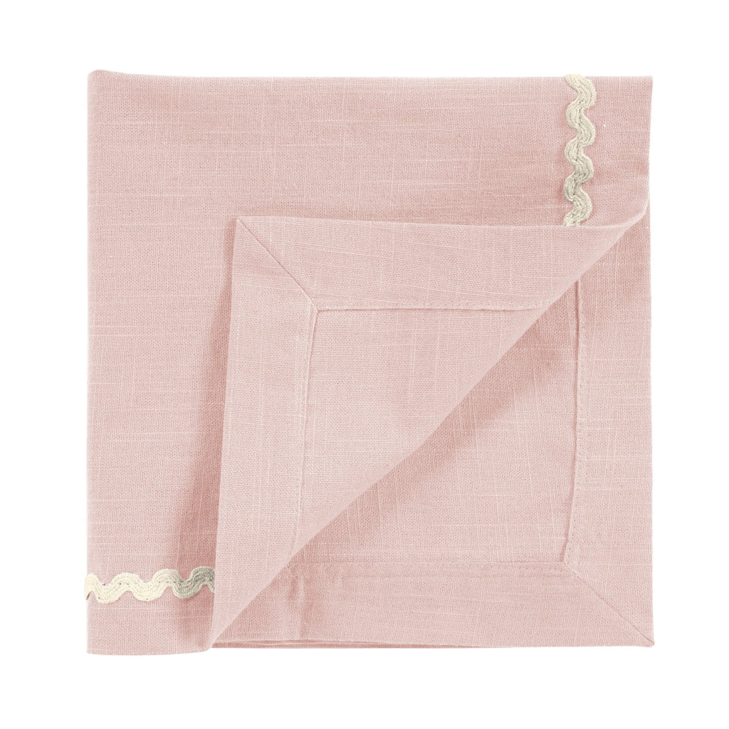 Fingercraft Cloth Napkin, Soft Quality Cotton Linen Blend Fabric, Dinner Napkins with Premium White Lace, 6 Pack, 20”x20” Aqua