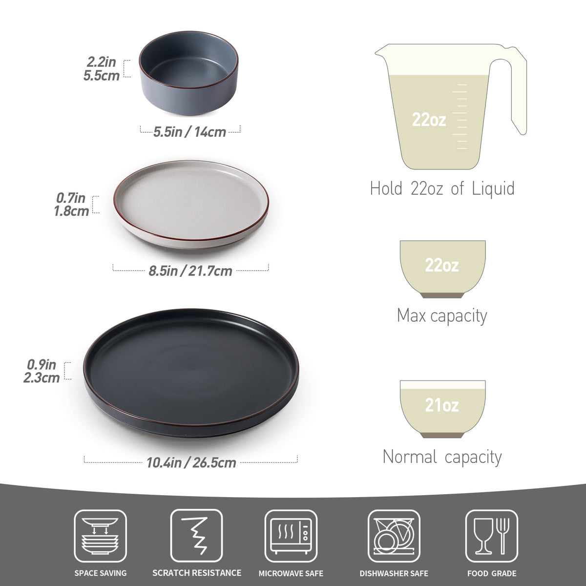 Famiware Nebula Stoneware Dinnerware Sets, 12-Piece Dish Set, Multi-color