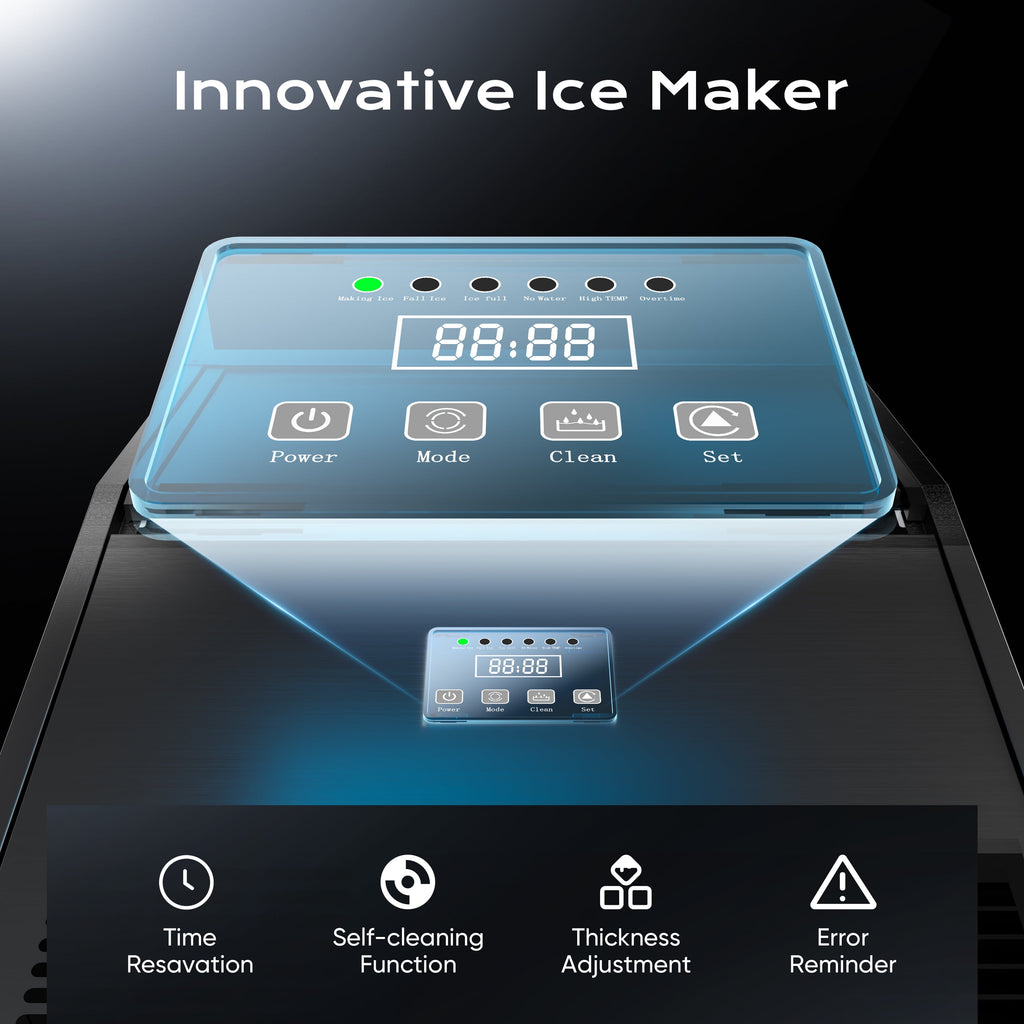 Coolake 100lbs/24H Air Cooled Commercial Under Counter Ice Maker with 33lbs Storage in Stainless Steel, 115v
