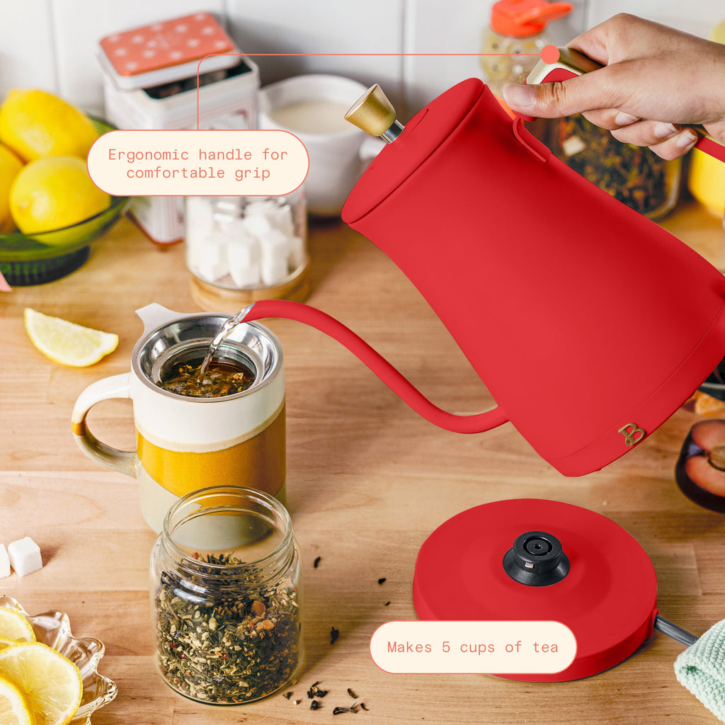 Beautiful 1-Liter Electric Gooseneck Kettle 1200 W, Chocolate by Drew Barrymore
