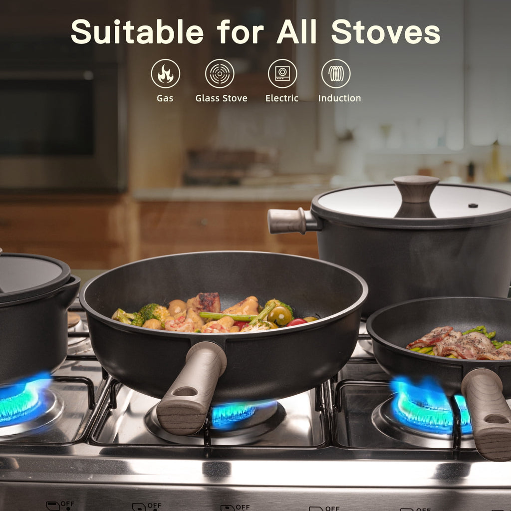 Astercook 22 Piece Pots and Pans Set Non Stick, Cookware Set with Detachable Handles, Oven Safe, Induction Ready, Stackable RV Kitchen Cooking Set, Cream White