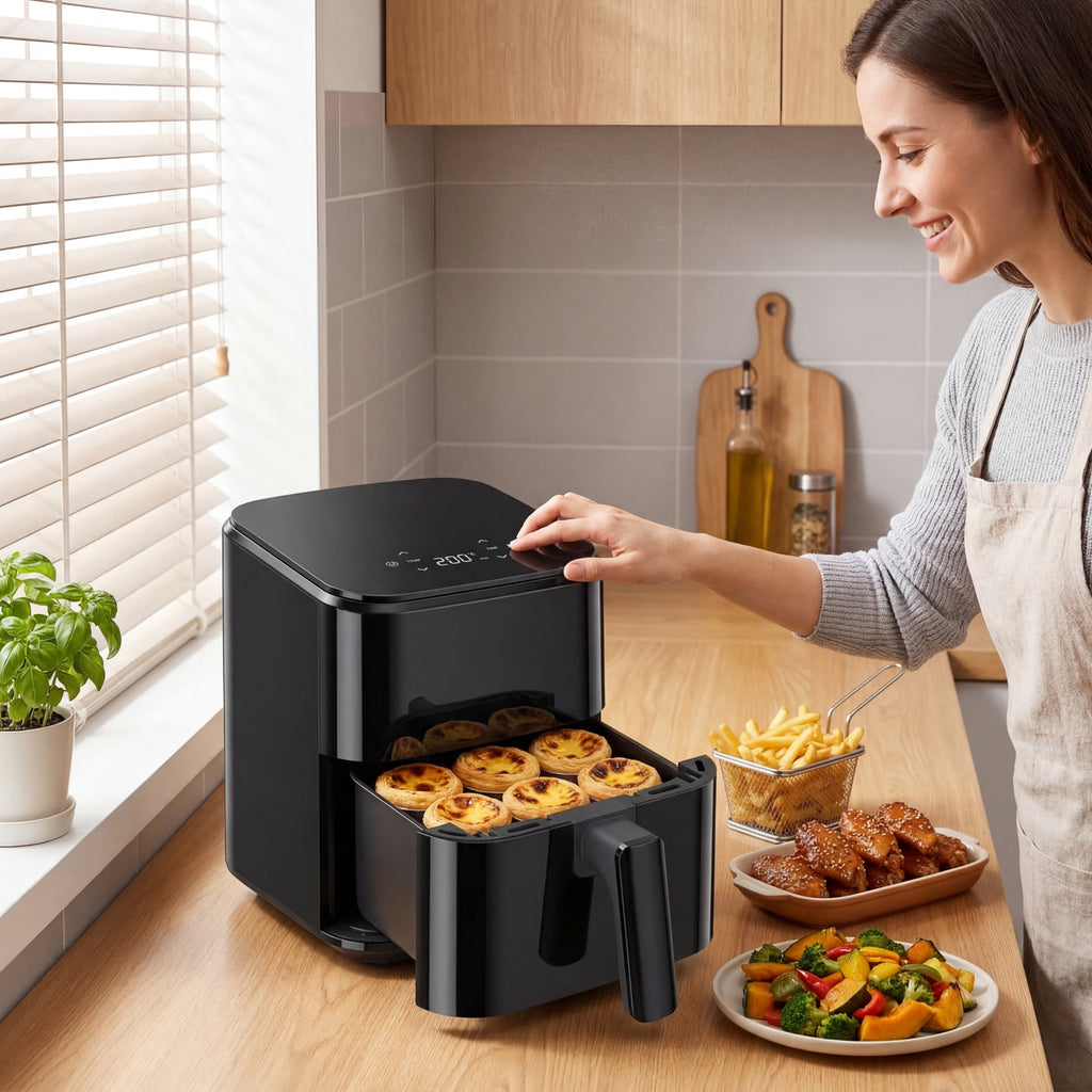 EDX 3 QT Digital Air Fryer, 800W Compact Countertop Air Fryer with Temperature Control, Black