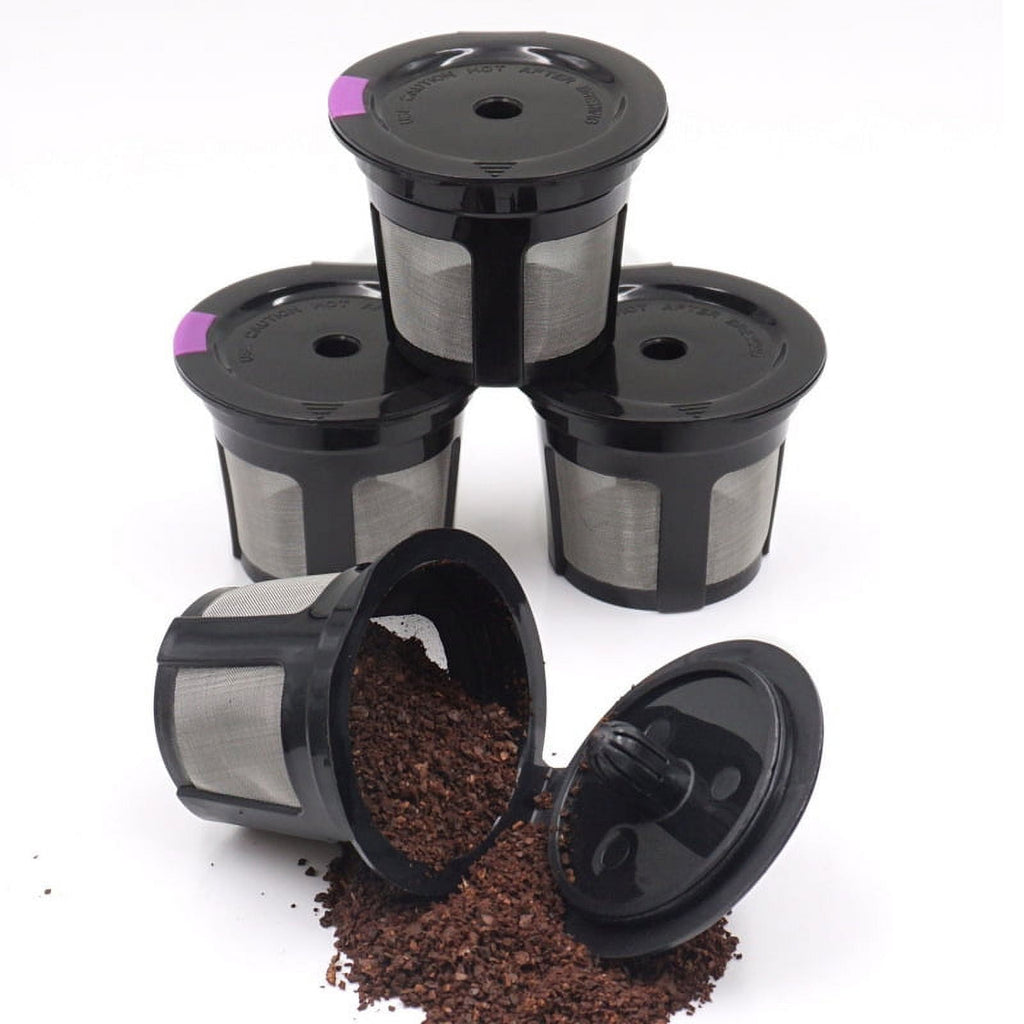 Reusable K Cups for Keurig, Universal Refillable Coffee Filters for Single Serve Coffee Maker, 4-Pack of Reusable Pods, Black