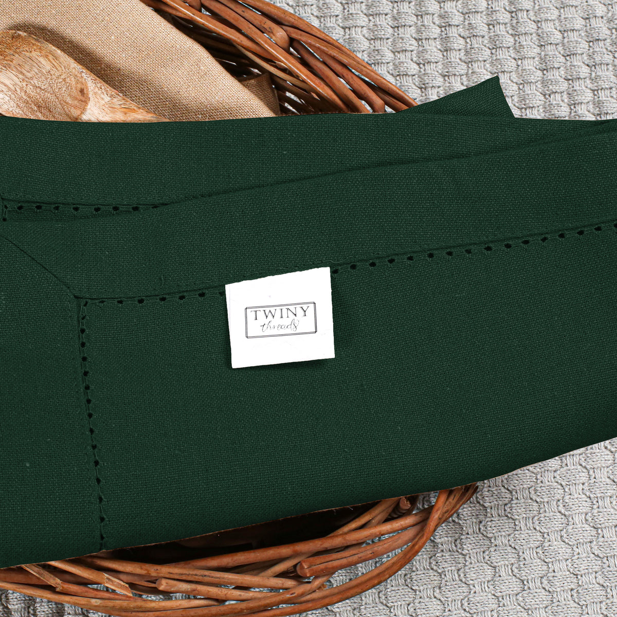 Twiny Threads Set of 4 Hemstitch Reusable Cloth Dinner Napkins - Navy