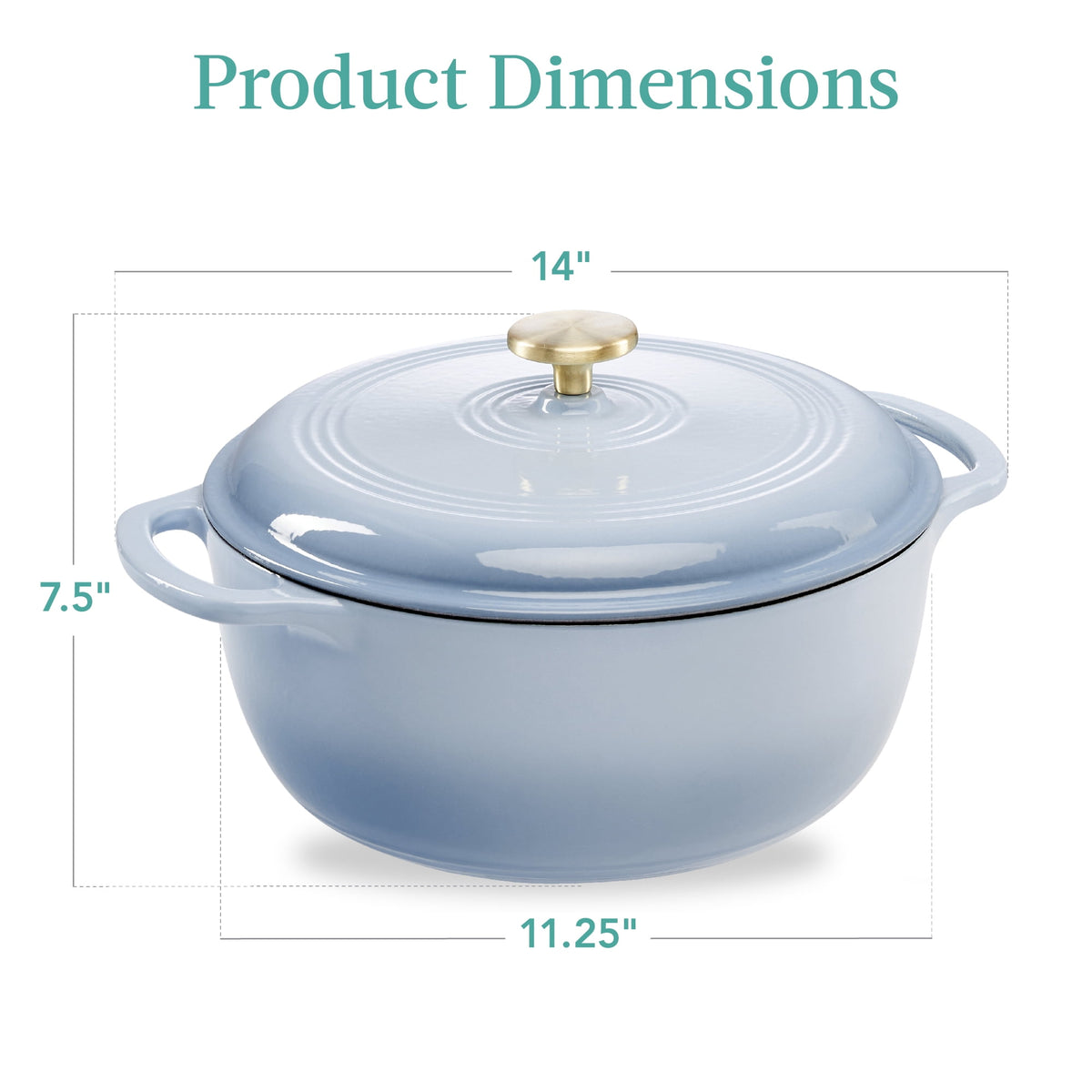 Best Choice Products 6 Quart Enamel Cast-Iron Dutch Oven, Heavy-Duty Cookware w/ Dual Handles, Lid - Cornflower Blue