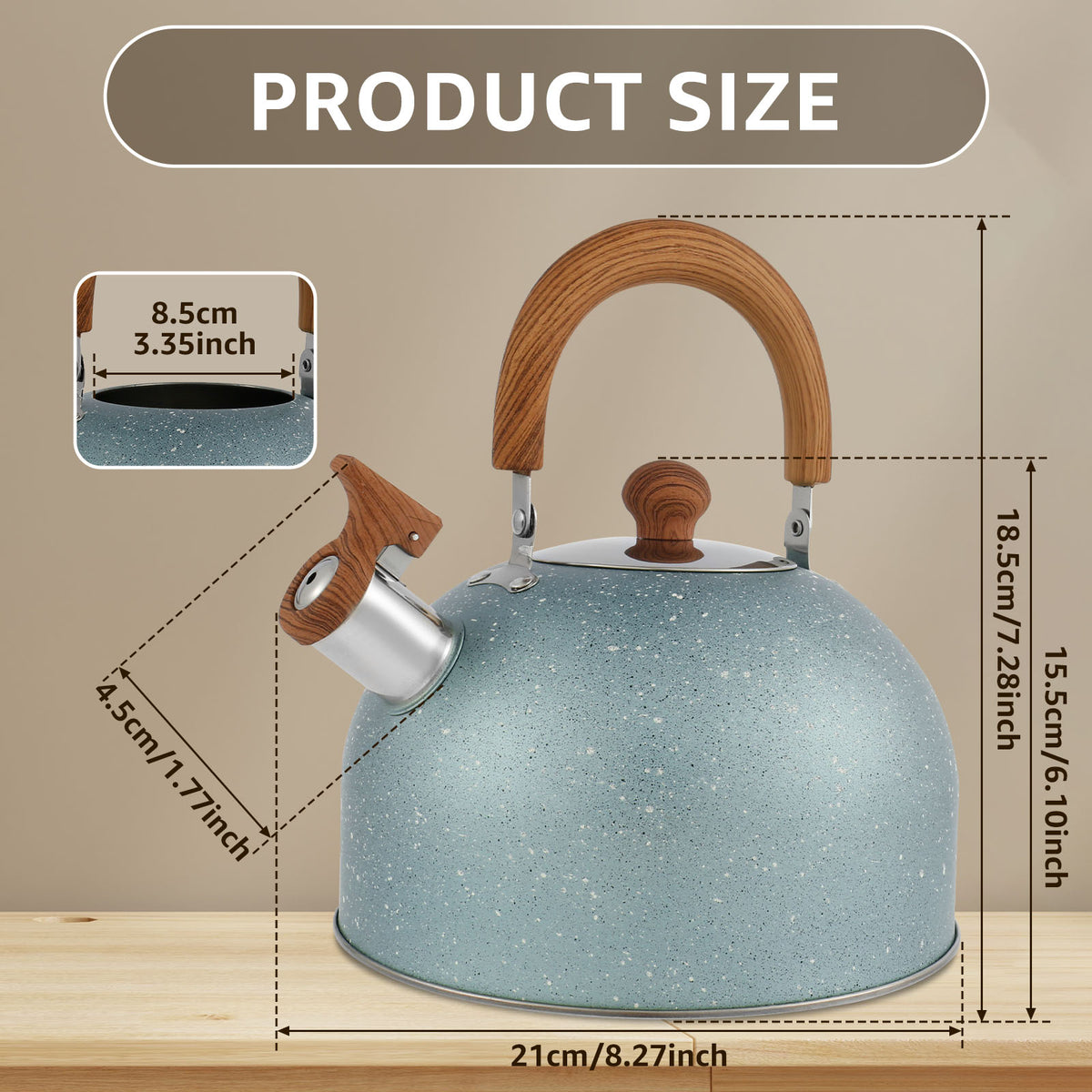 2.6 QT Tea Kettle Stainless Steel Whistling Tea Kettle with Stay Cool Handle Fast Boiling Tea Pot Large Capacity Teapot Stovetop Water Boiler for Stove Top Home Kitchen