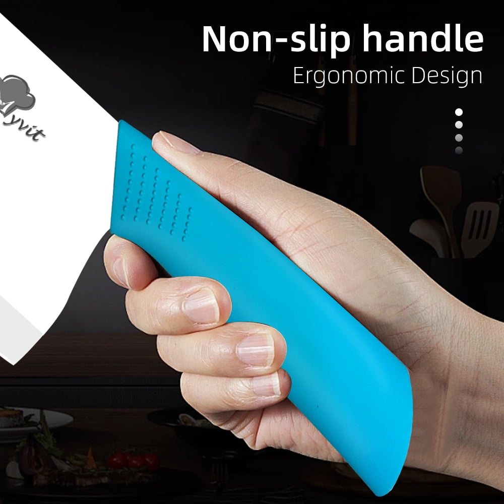Ceramic Knife 7" Rustproof Vegetable Cleaver Knife Nakiri Lightweight Kitchen Paring Knife with Cover Chopping Knife Slicing Cutter