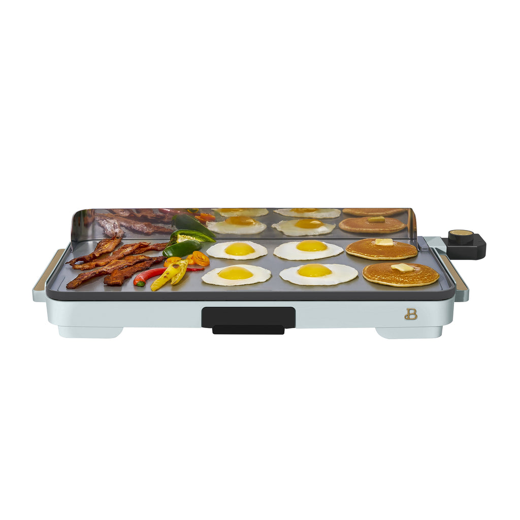 Beautiful XL Electric Griddle 12" x 22" with EverGood Ceramic Nonstick Coating, Thyme Green by Drew Barrymore