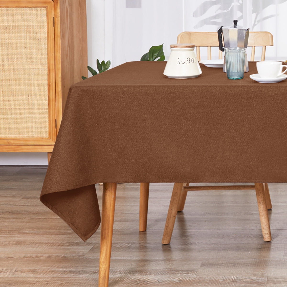 Deconovo Square Tablecloth with Waterproof Finish, Easy-Clean Polyester Table Cover, 54 x 54 Inch, Dark Gray