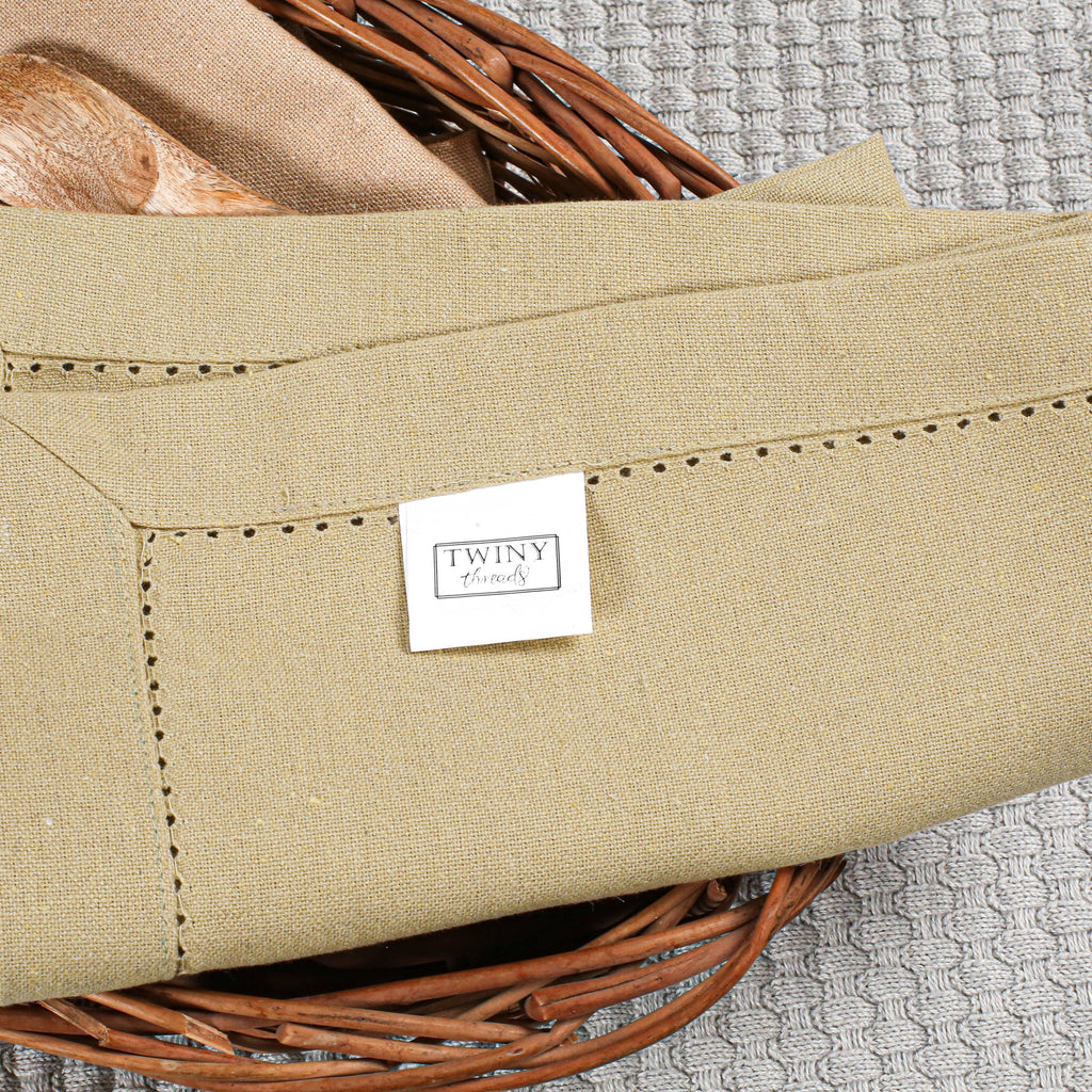 Twiny Threads Set of 4 Hemstitch Reusable Cloth Dinner Napkins - Navy
