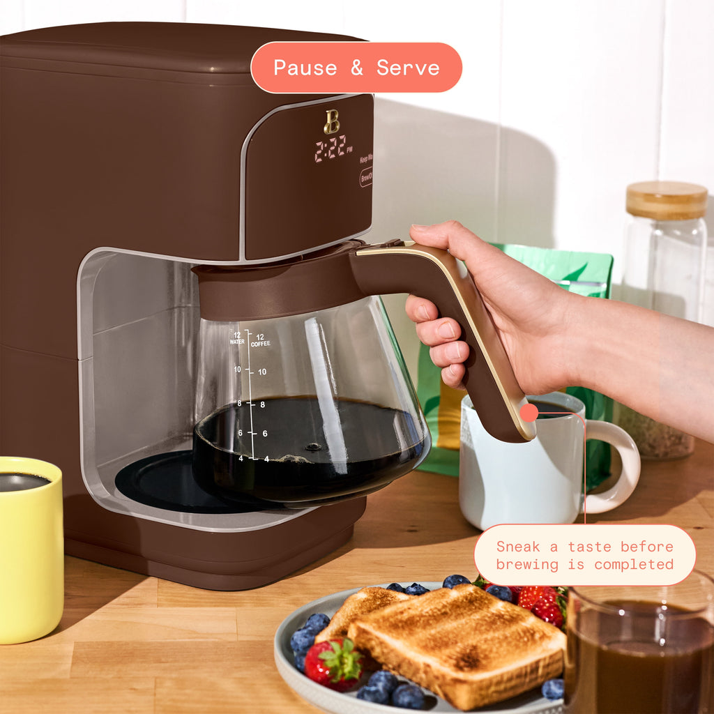 Beautiful by Drew Barrymore 12-Cup Programmable Coffee Maker, White Icing