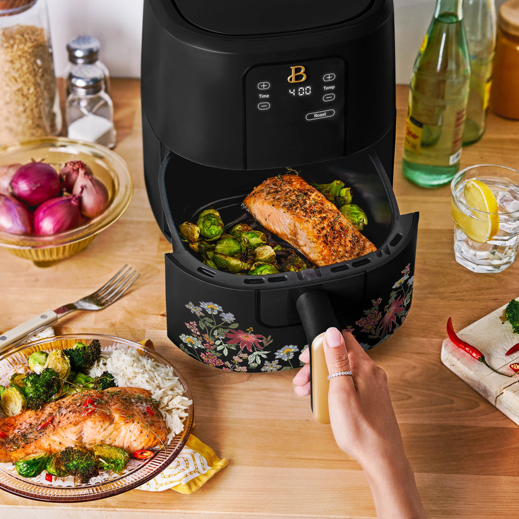Beautiful 3 Qt Air Fryer with TurboCrisp Technology, EverGood Non-Toxic Ceramic Nonstick Coating, Chocolate by Drew Barrymore