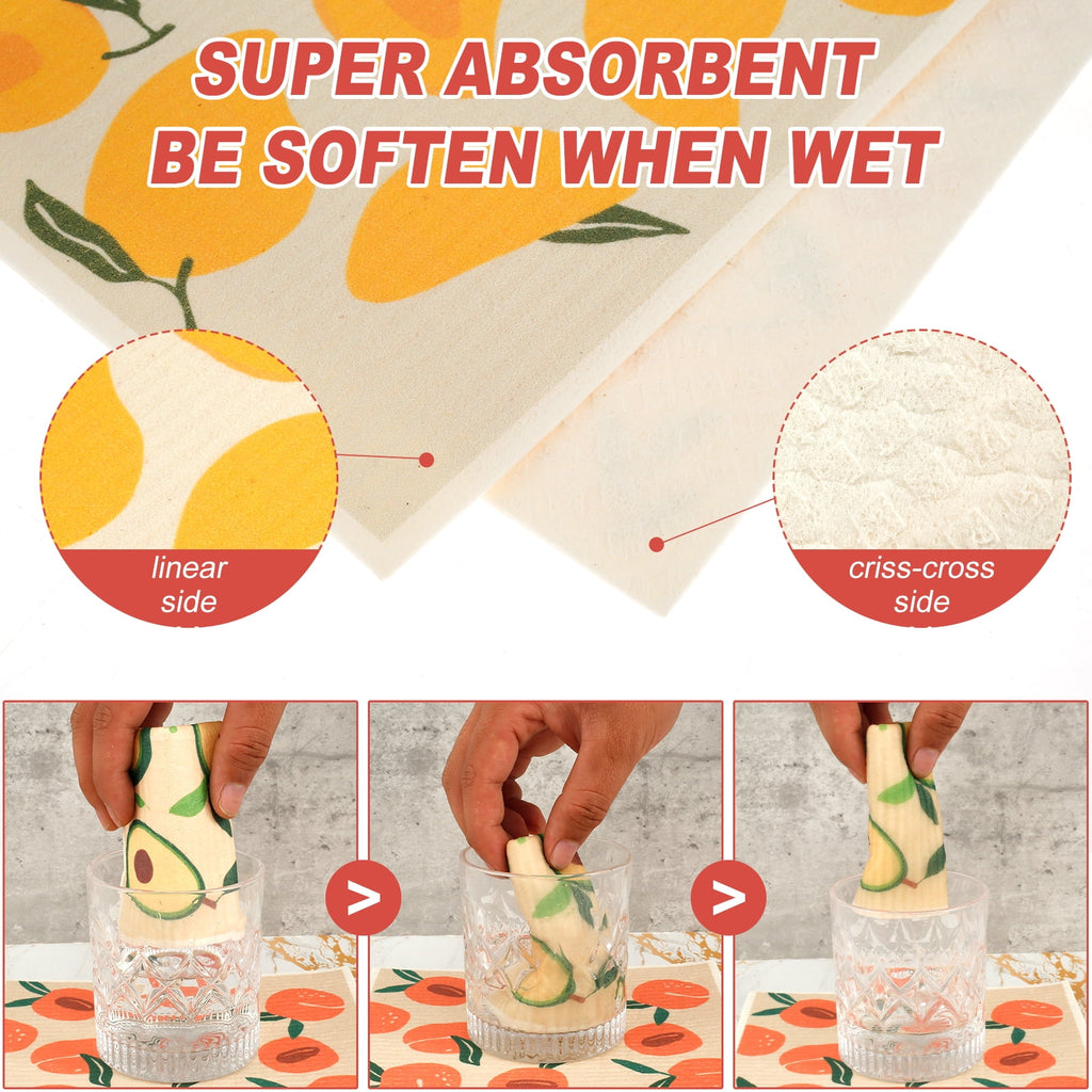 Xiyztok Kitchen Swedish Dishcloth 10 Pack Reusable Paper Towel Non Scratch Swedish Kitchen Towel Absorbent for Wiping Countertop Glass Ceramic