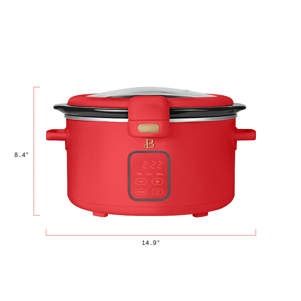 Beautiful 4 Qt Digital Slow Cooker with Hinged Locking Lid, Thyme Green by Drew Barrymore