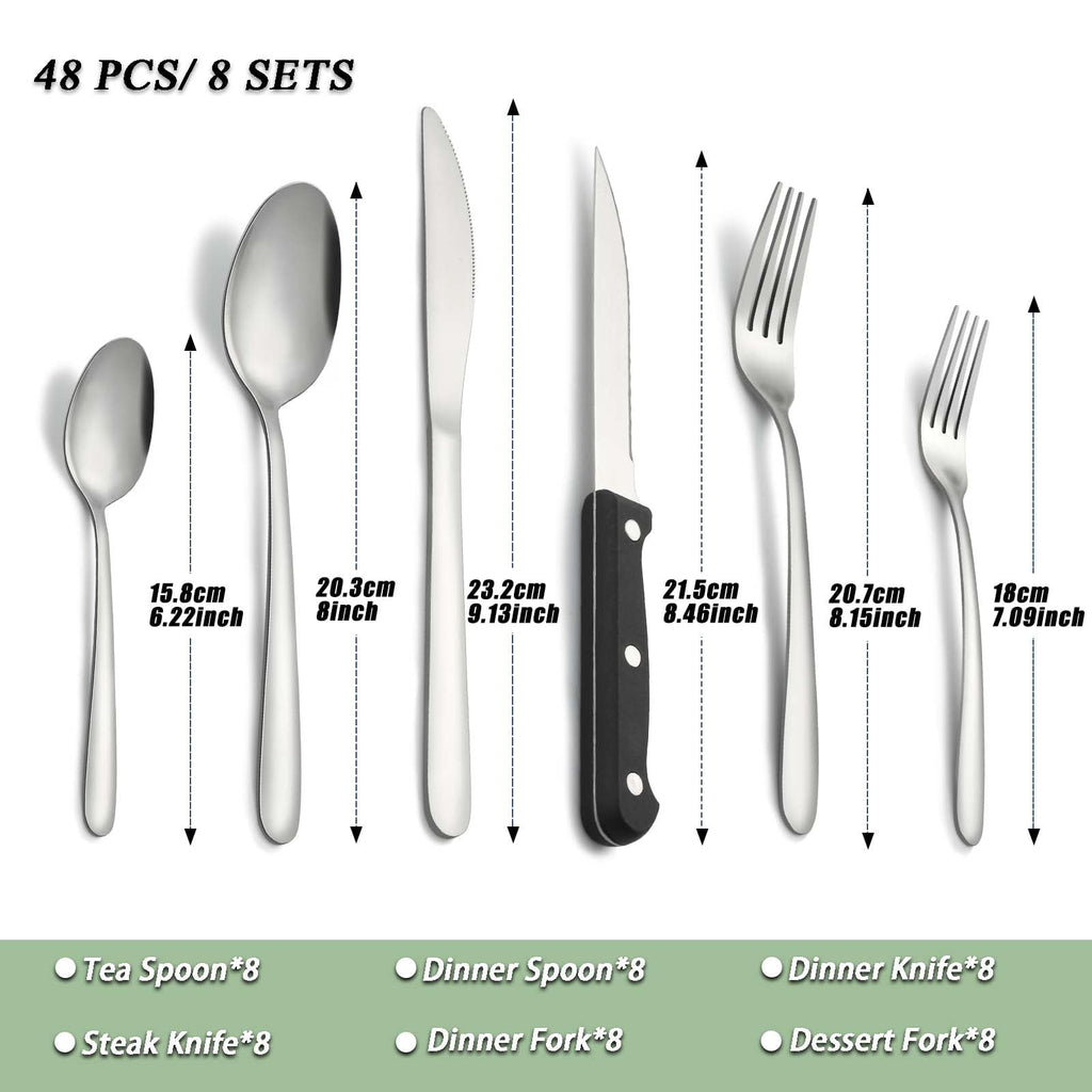 Bestdin 24 Pieces Silverware Set, Flatware Sets with Steak Knives Service for 4, Premium Stainless Steel Mirror Polished Cutlery Utensil Set, Durable Home Kitchen Eating Tableware Set,Dishwasher Safe