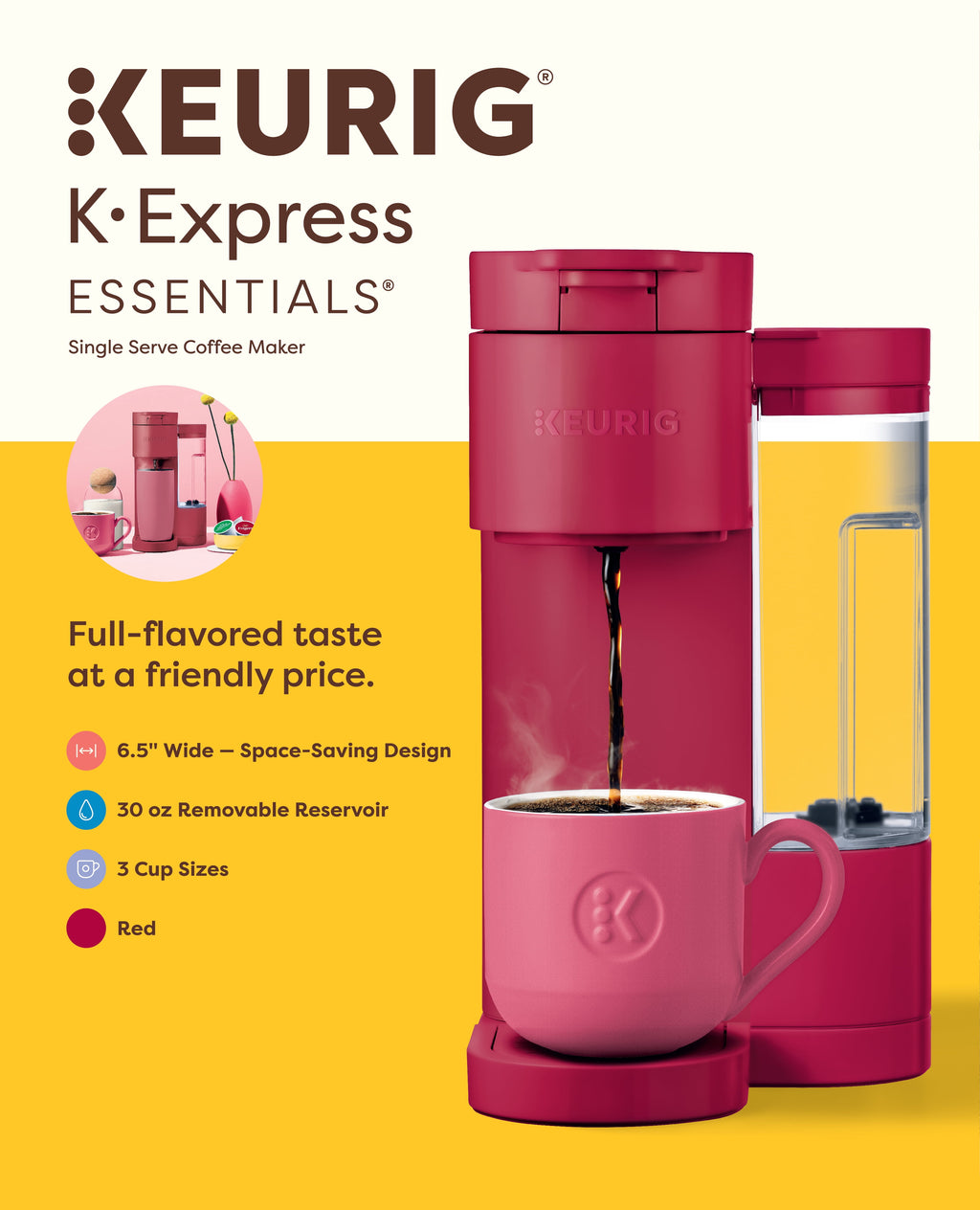 Keurig K-Express Essentials Black Single-Serve K-Cup Pod Coffee Maker