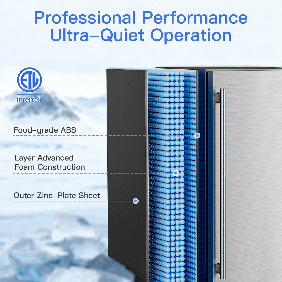 OUTBID 15" Under Counter Ice Maker Drainless, 25 lbs/24H Crescent Ice Machine with 22 lbs Storagefor Home Bar Kitchen Commercial, ETL