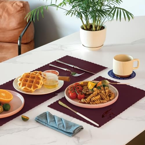 Fit Meal Prep Paper Placemats Disposable 200 Pack – 14"x10" White Paper Placemats Scalloped Edge Place Mats for Kids Restaurants Weddings Birthday Party Supplies