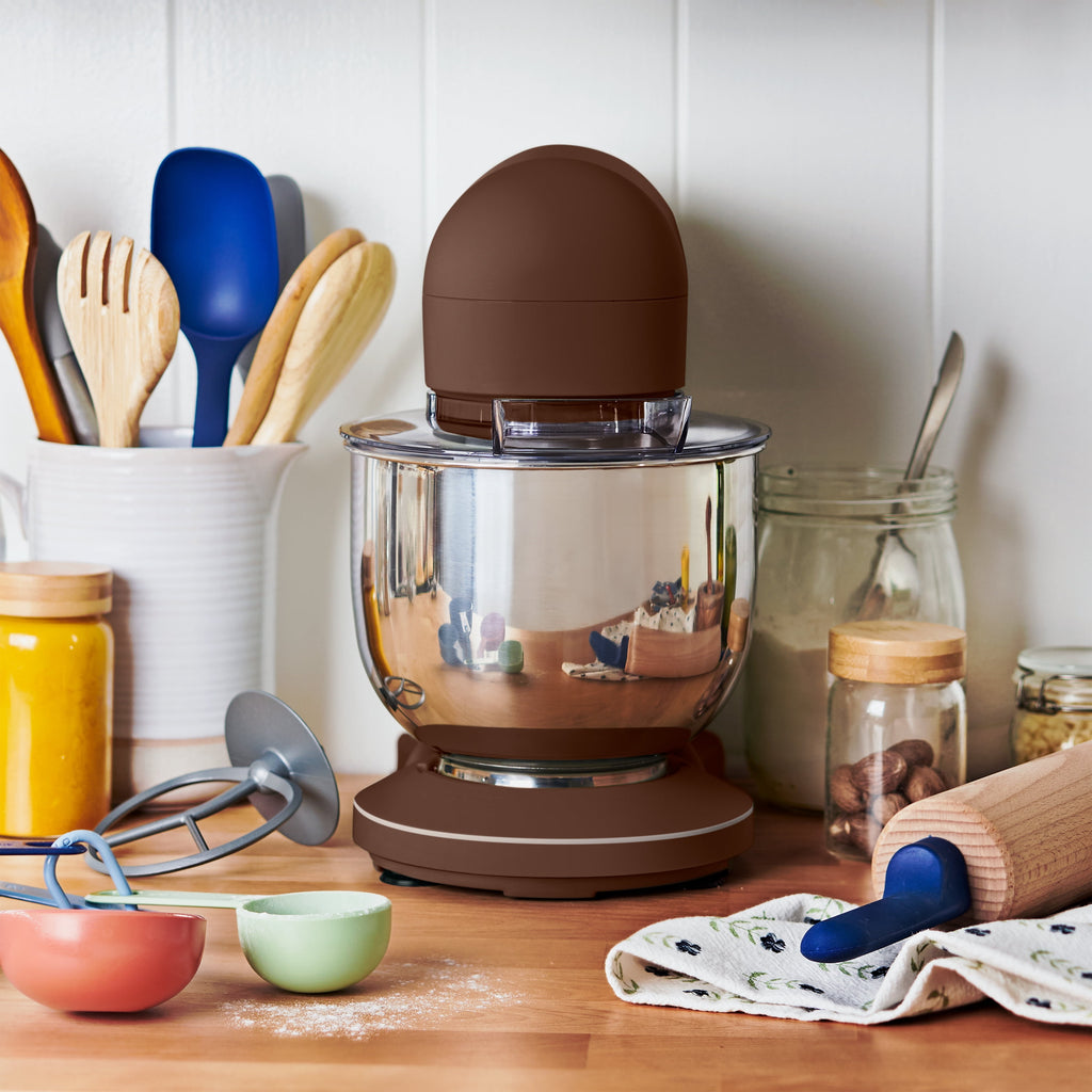 Beautiful 3.5 Qt Stand Mixer with Flat Beater, Dough Hook, Balloon Whisk, Chocolate by Drew Barrymore