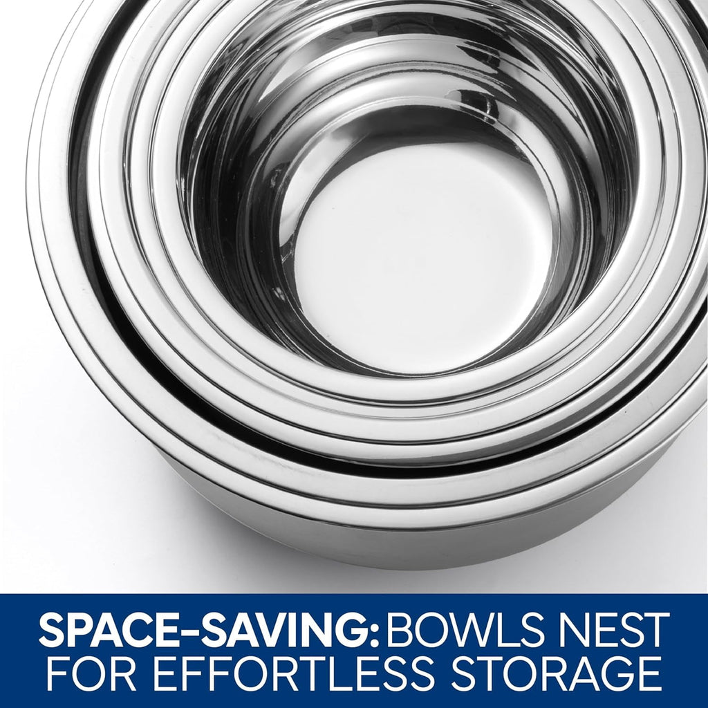 COOK WITH COLOR Mixing Bowls Set of 6, Stainless Steel Mixing Bowls, Metal Nesting Bowls for Kitchen, Sage Green