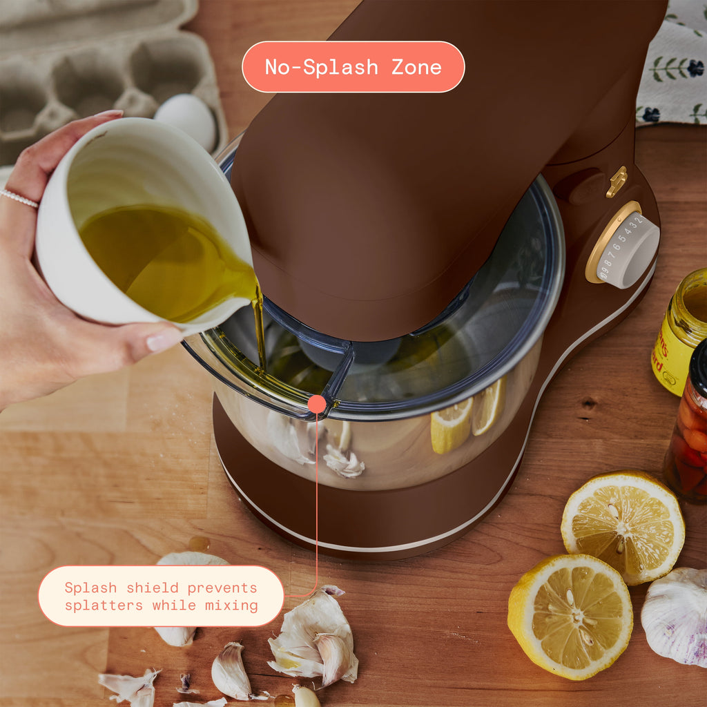 Beautiful 3.5 Qt Stand Mixer with Flat Beater, Dough Hook, Balloon Whisk, Chocolate by Drew Barrymore