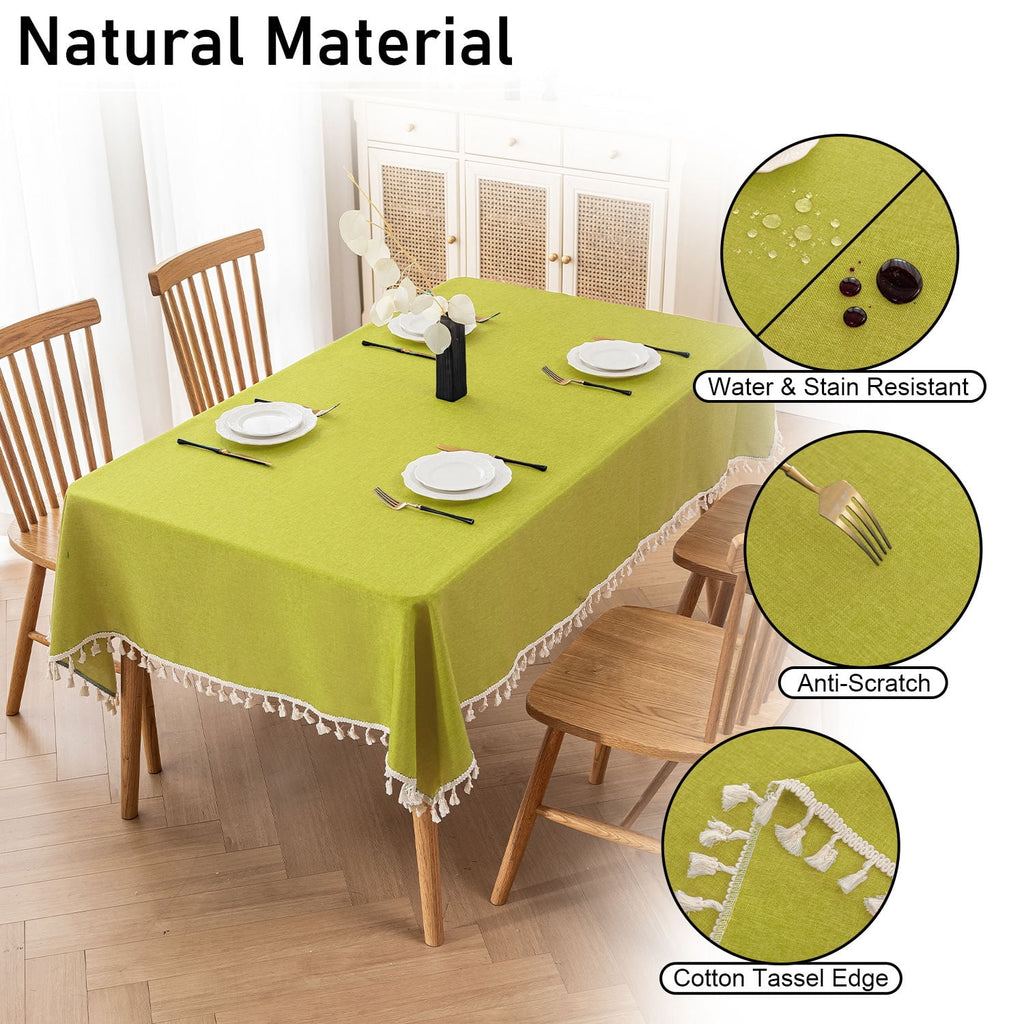 Soulgenix Tablecloth, 55"*70" Rectangle Table Cloth with Tassel, Table Cover for Dining, Party, Home, Fits Tables 30"×45" (4-6 seats), Beige