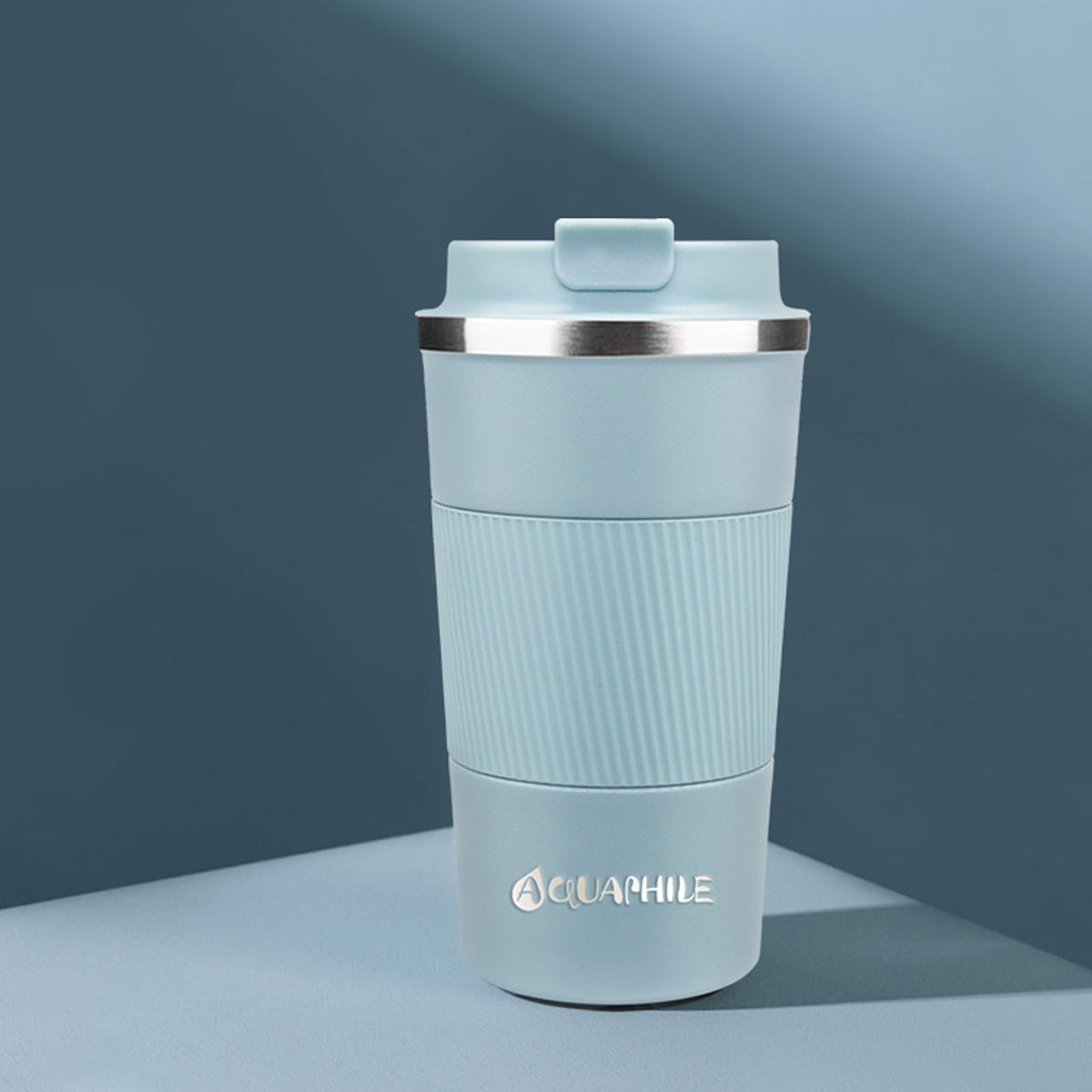 Aquaphile Vacuum Insulated Coffee Travel Mug - Double Walled Reusable Tumbler Cups Light Blue 17 Fluid Ounces