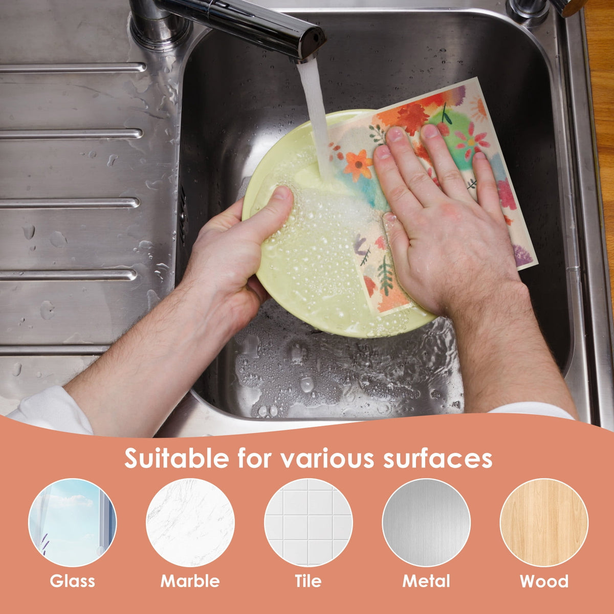 10 Pcs Swedish Dishcloths Reusable Kitchen Dish Towels Absorbent Dishcloths Washable Cellulose Sponge Cloths Quick Drying Cleaning Cloths Soft Kitchen Dish Cloth, 7.7 x 6.7in