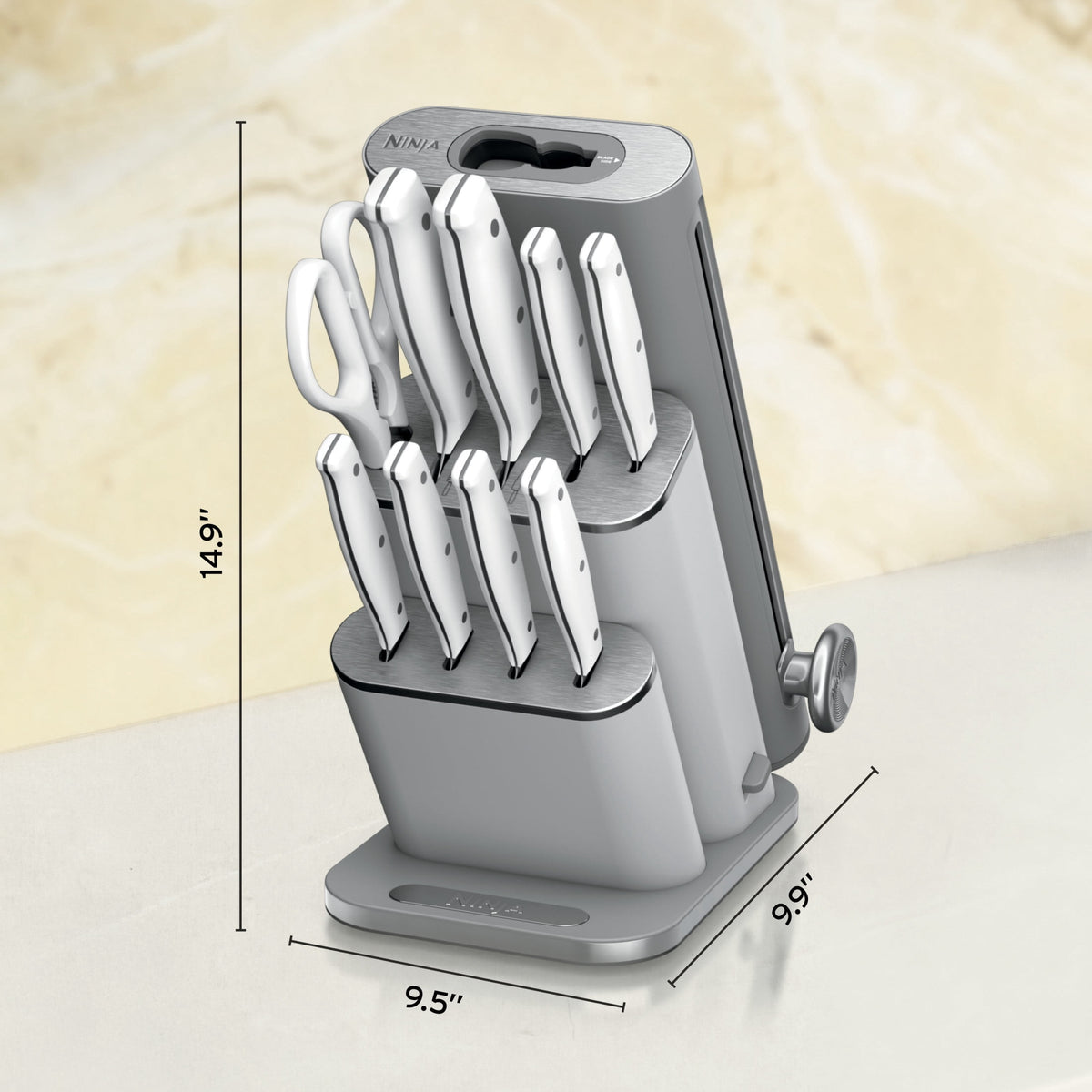 Ninja NeverDull Razor-Sharp 11-Piece Knife System with Removable Sharpener, Laser-Cut Blades, NK12011BL1, Cyberspace